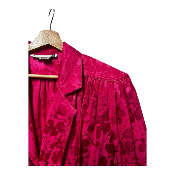 VTG 80s Argenti 100% Silk Pink Draped Blouse Top Womens Plus 18 Tailored - Picture 3 of 11